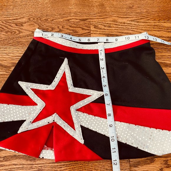 Spirit Innovations Red White Black Star Cheerleading Uniform Circle Skirt - Picture 7 of 12